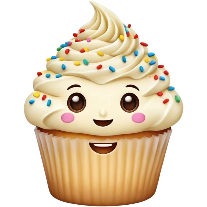 Cupcake with a face emoji