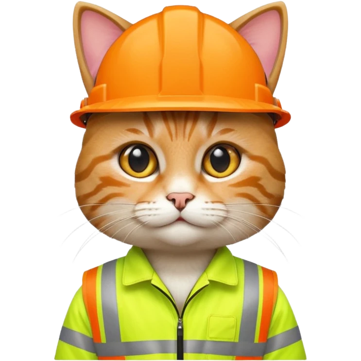 tabby cat in hi-vis clothing facing right emoji