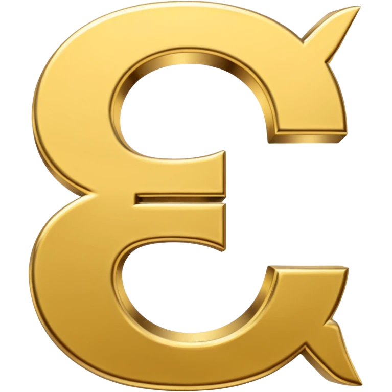 Symbole de currency en or en forme de lettre F précise, seul, 3D, brillant, style emoji simple et lisible sur fond uni. emoji