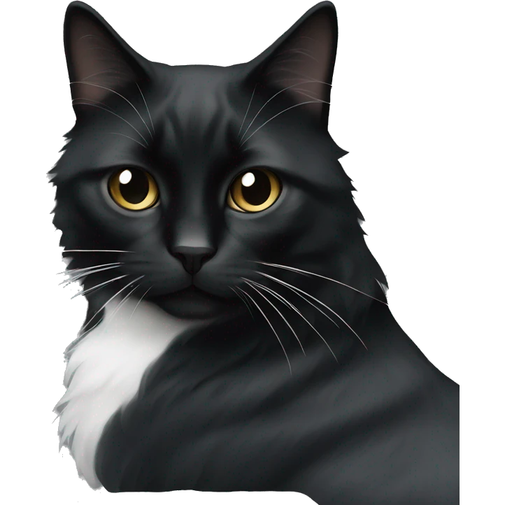 black long hair cat with black and white muzzle emoji