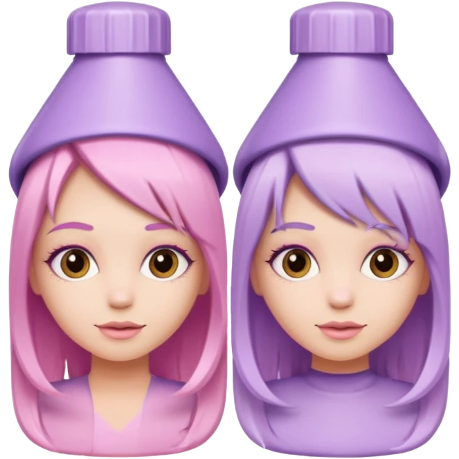 tubes of pastel pink and pastel lilac hair dye, with caps off emoji