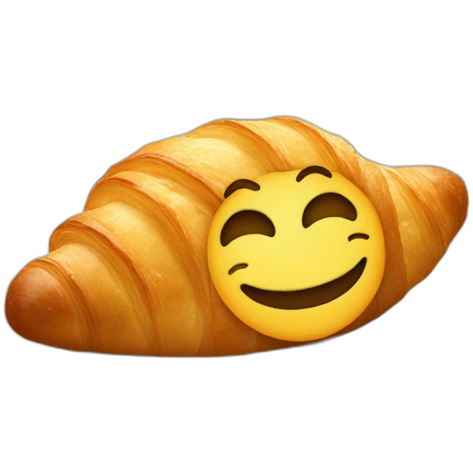 smiley hidding behind a croissant emoji