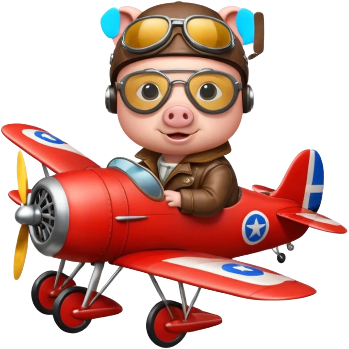 pig pilot riding plane emoji