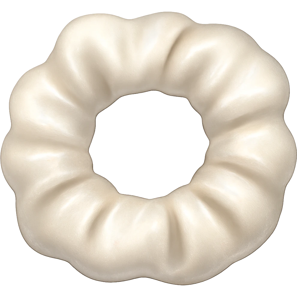 Add a shimmer effect to the small silky white scrunchie in the style of emoji (apple style emojis). Keep the shimmer subtle and delicate, enhancing the silky texture. Remove the background. emoji