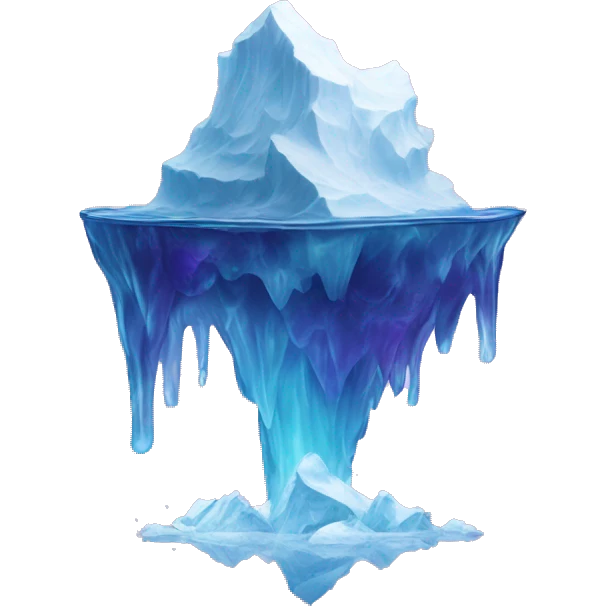 Iceberg surrounded by mystical purple watery emoji