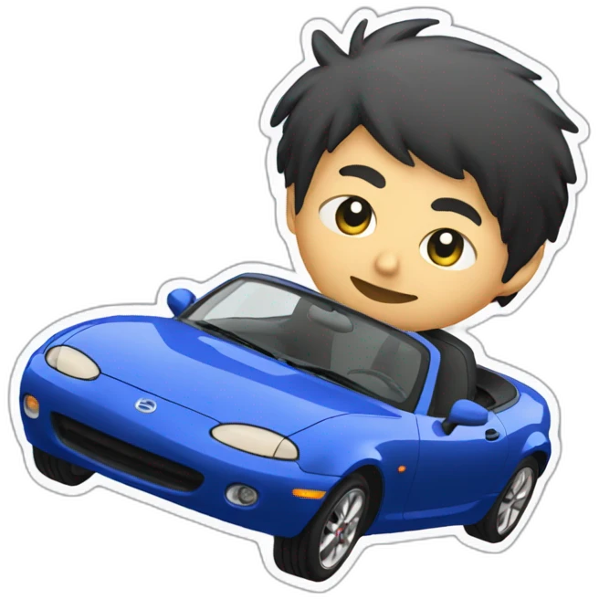 Japenese guy drifting in a mazda mx 5 emoji