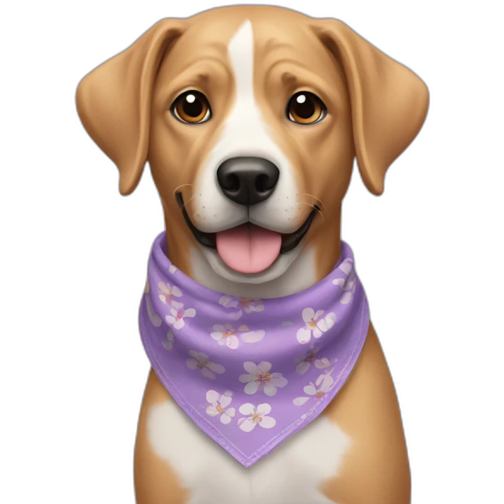 dog wearing lilac floral bandana around neck emoji