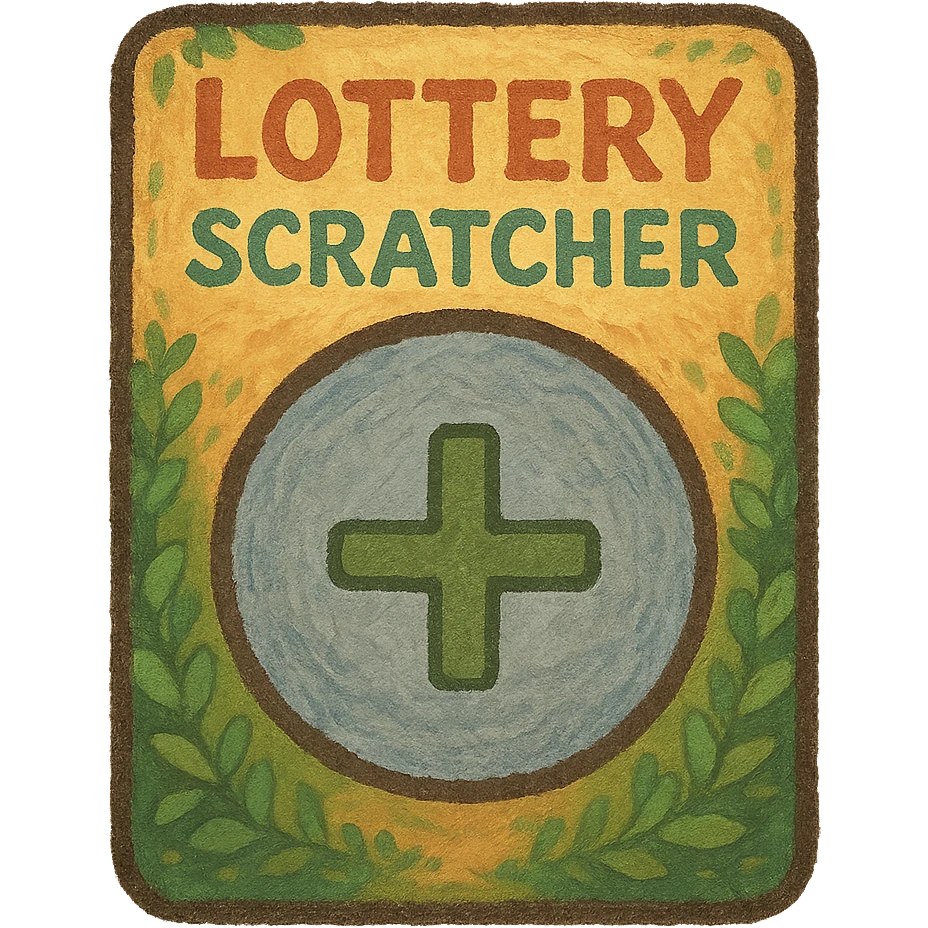 ghibli style lottery scratcher ticket with a plus sign emoji