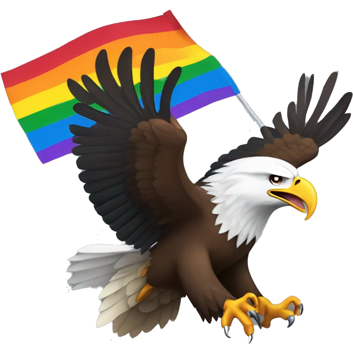 eagle in flight holding pride flag with talons emoji