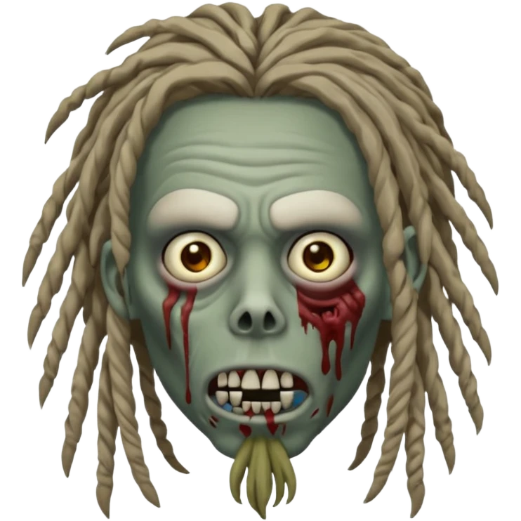create zombie with dreadlocks have some of the drealocks cover his face now add a nose ring emoji