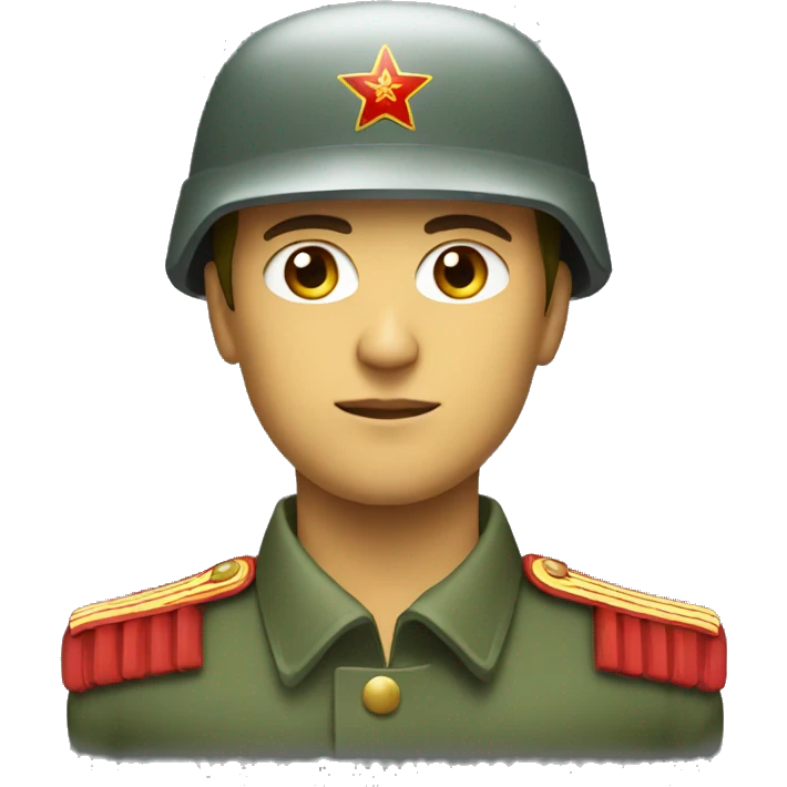 ussr soldier serious with military helmet emoji