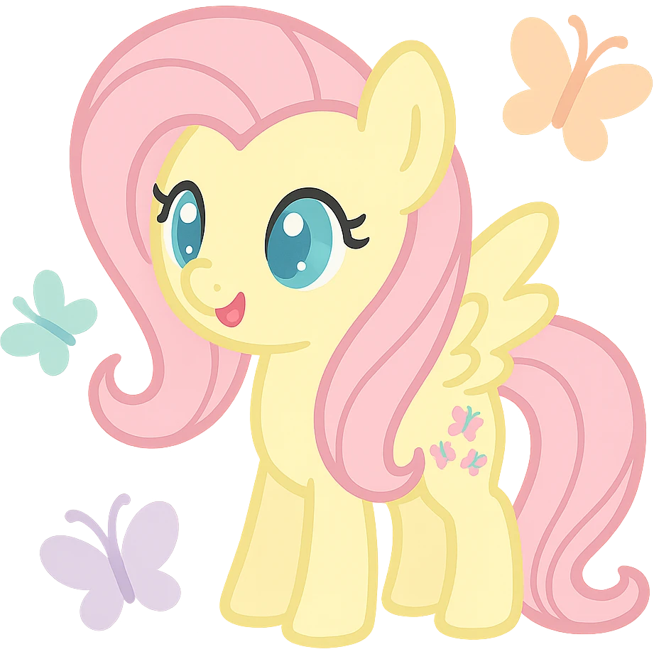 Fluttershy with butterflies flying around her emoji