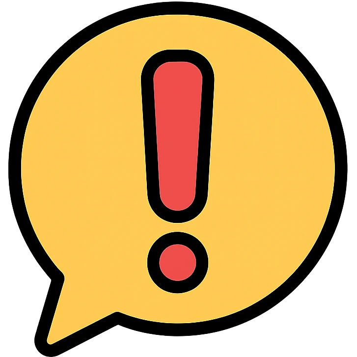 exclamation mark inside a speech bubble icon with color and black outlines emoji
