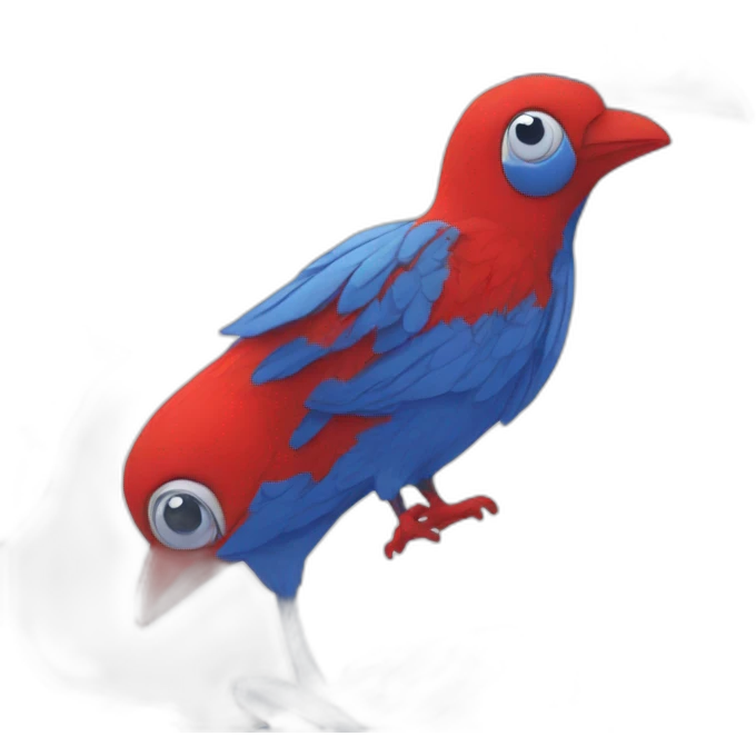 Un oiseau rouge et bleu emoji