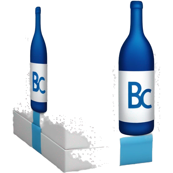 A white box with blue pictures of wine on the side and bold 'BC' logo in the middle of one side of the box emoji