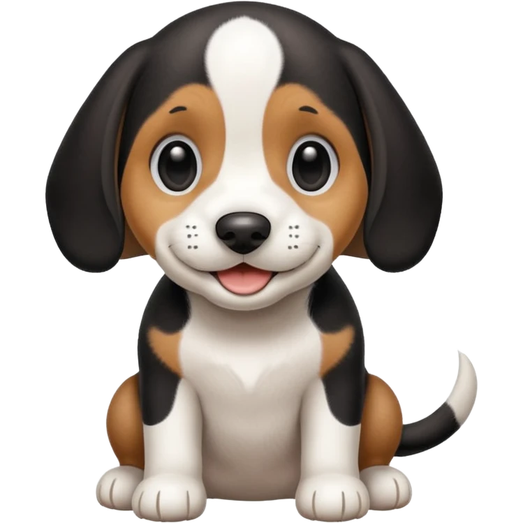 Black and white beagle puppy, smiling, smooth coat emoji