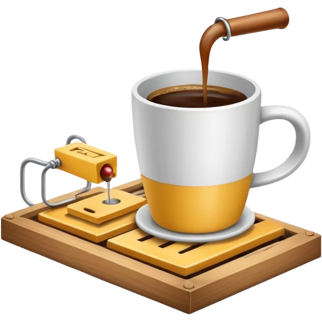 mouse trap with a coffee cup on the trap, in the style of Google Noto emoji emoji