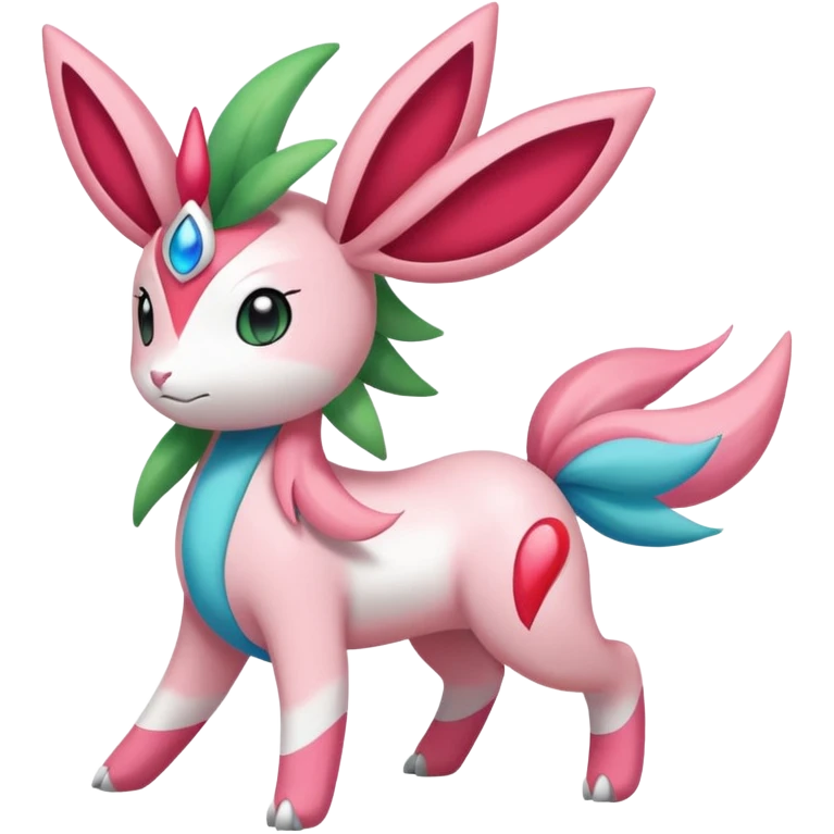 Shaymin-Sylveon-Meloetta-Milotic-Amaura-Pokémon-Fakémon-fusion, full body emoji