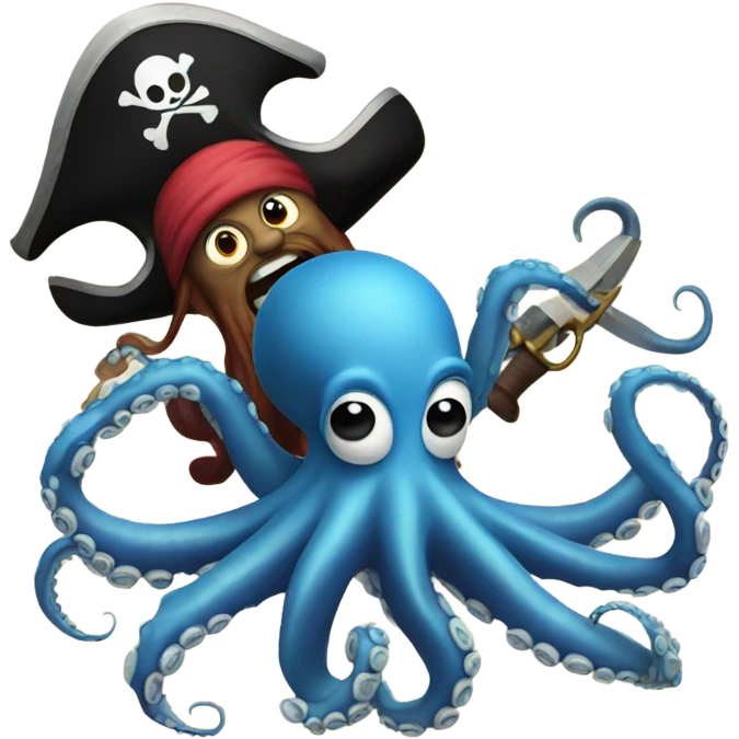Octopus fighting a pirate emoji