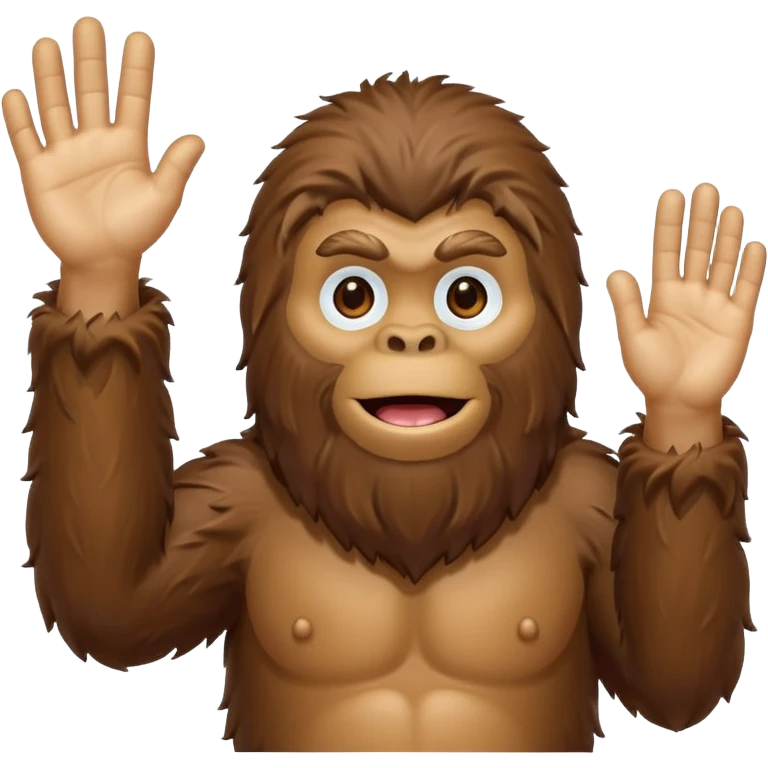bigfoot waving hand with simple background emoji