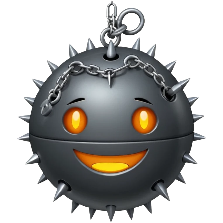 iPhone text message emoji size ball, and chain with spikes emoji