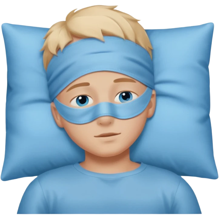 boy with a sleeping mask above head like a band 
 emoji