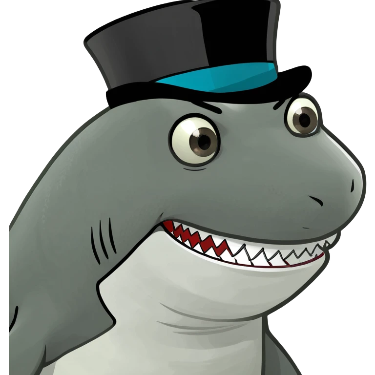 Shark with a top hat emoji
