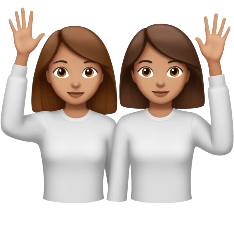 Two girls saying six seven one with brown hair. And doing hand movements  emoji