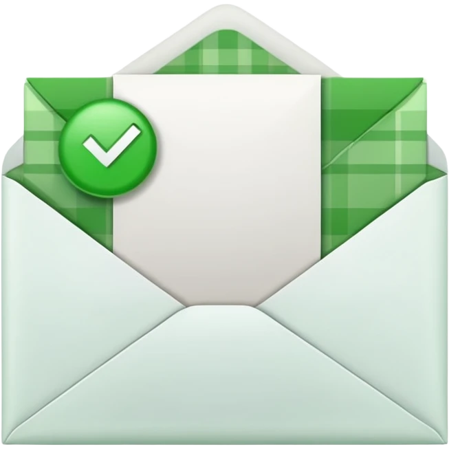 white envelop with a letter and green checked checkbox inside emoji