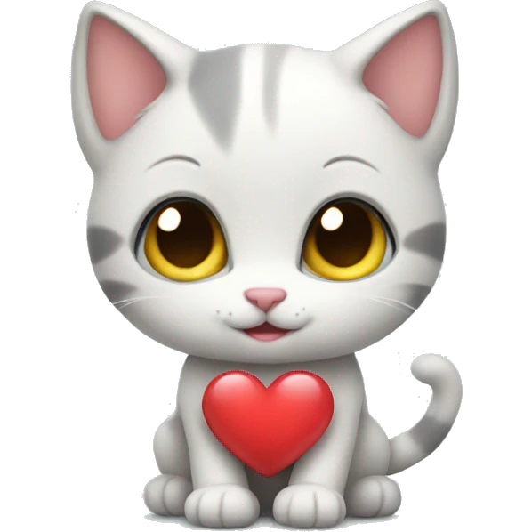 cute kitten with heart emoji