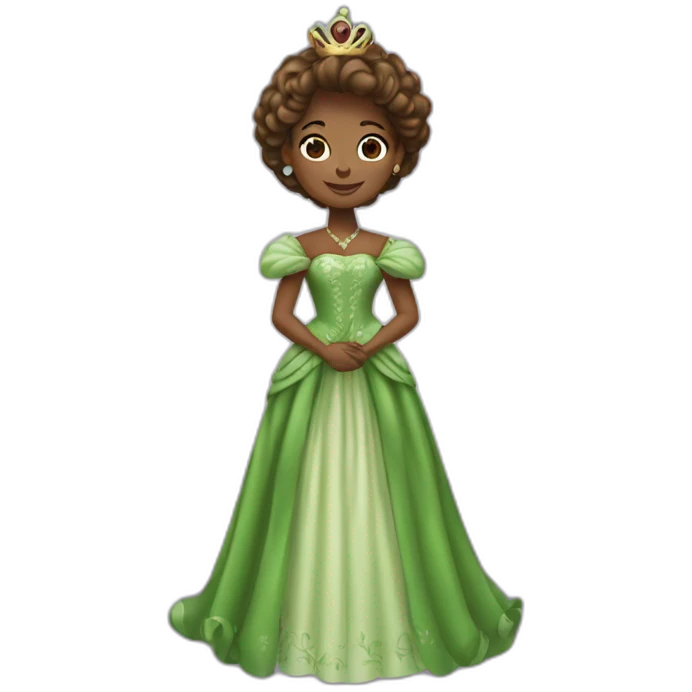 Une princesse avec un gros cœur de couleur verte  emoji