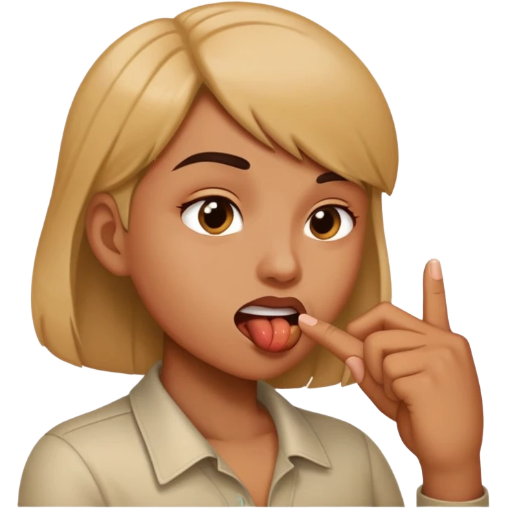 Seductively biting finger emoji
