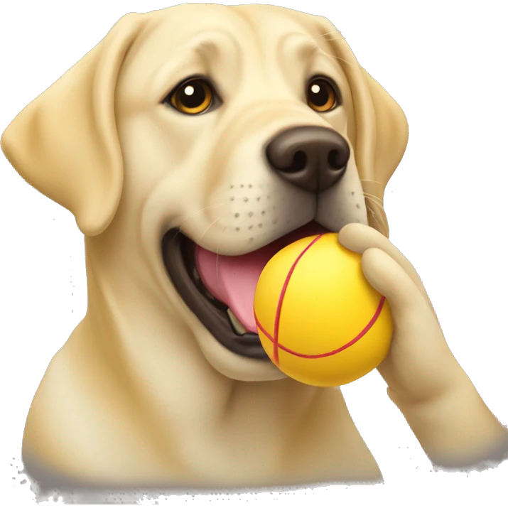 Yellow lab chewing a toy emoji