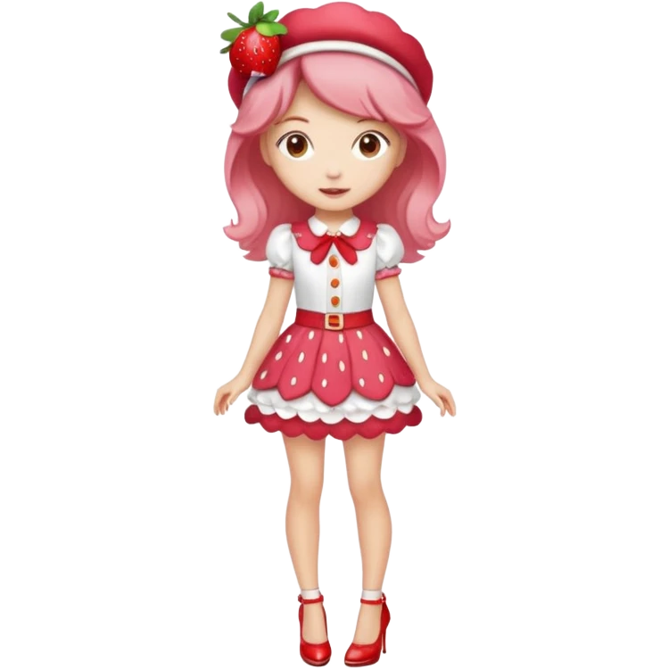 pretty and cute realistic modern day strawberry shortcake full body with high heels emoji emoji