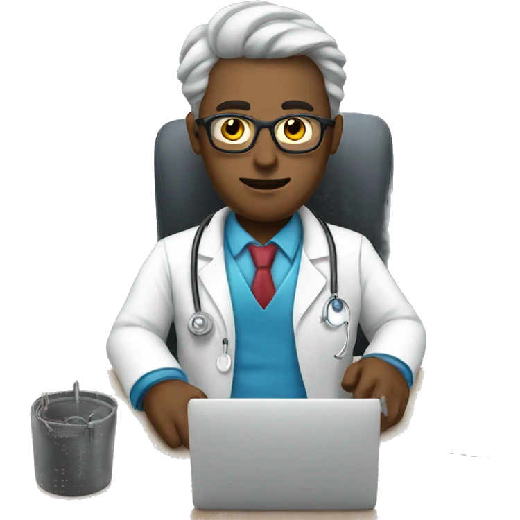 doctor sitting at the computer emoji