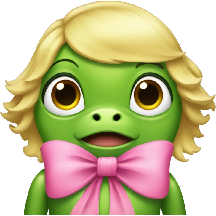 Frog with blonde hair and a pink bow emoji