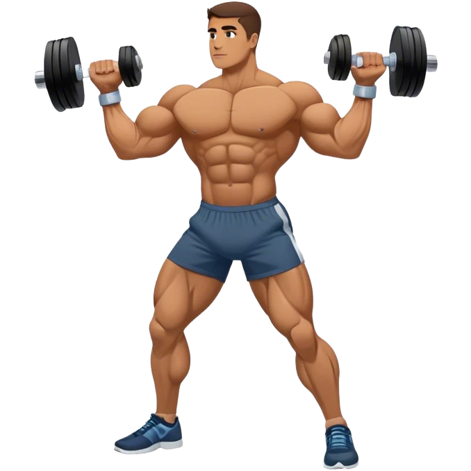 side-view bodybuilder dumbbell lunges emoji