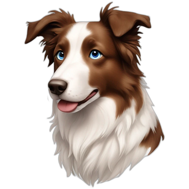 white red merle border collie with few brownish specks in the face and in the nose blue eyes emoji