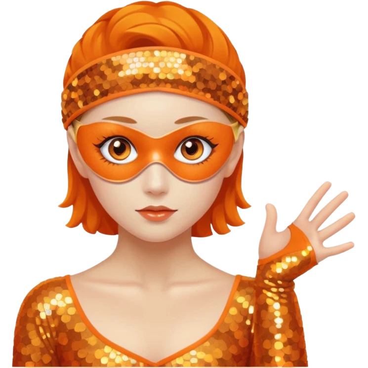 A figure skater girl with orange eye patches under her eyes emoji