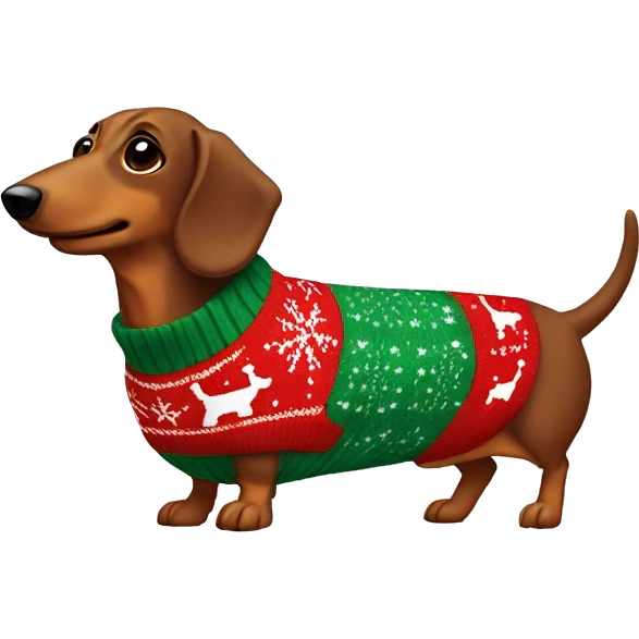 Sausage dog wearing Christmas jumper emoji