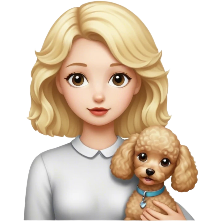 Blonde girl with small poodle emoji