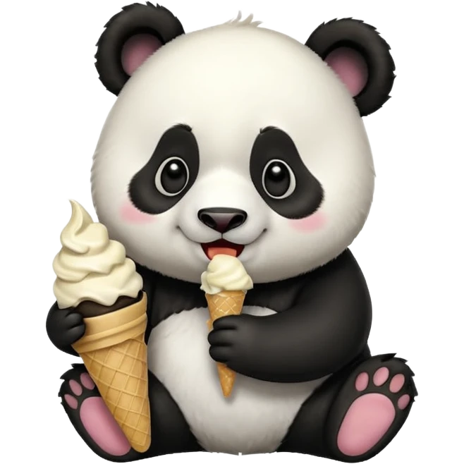 Panda eating ice cream emoji