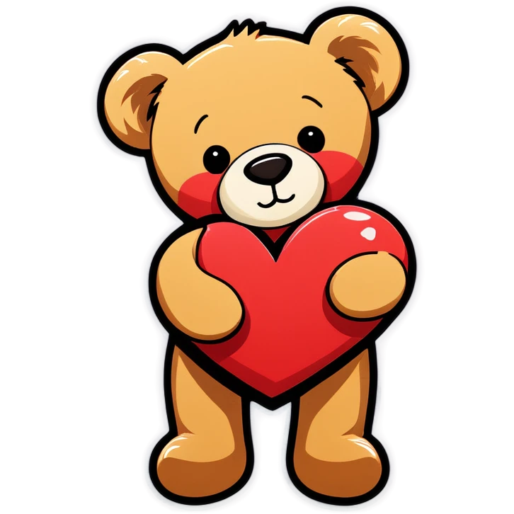 Teddy hugging another teddy with hearts emoji