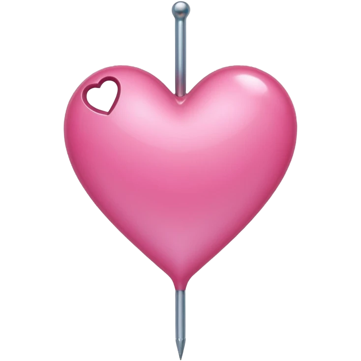 A pierced pink heart by a needle emoji