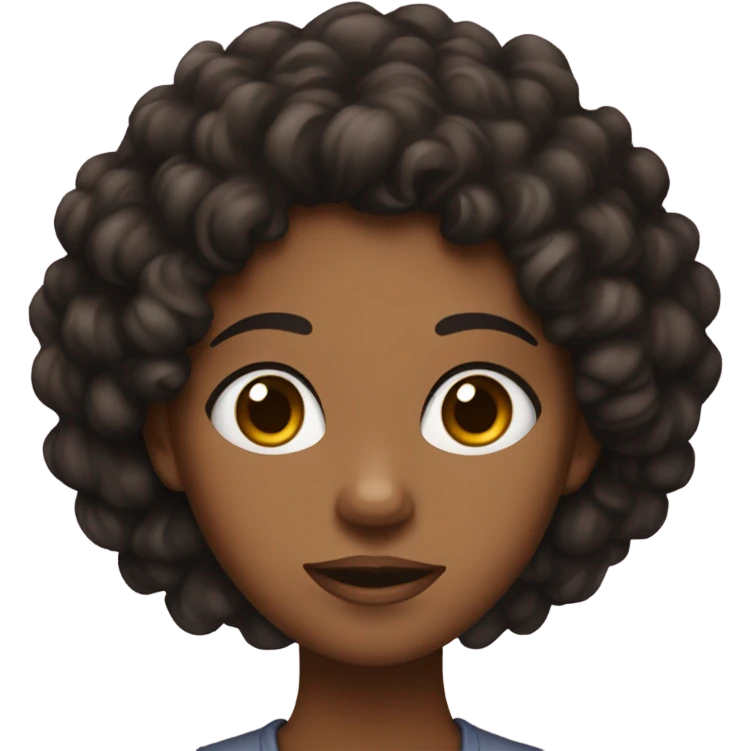 Sneaky brown skinned girl with black curly hair emoji
