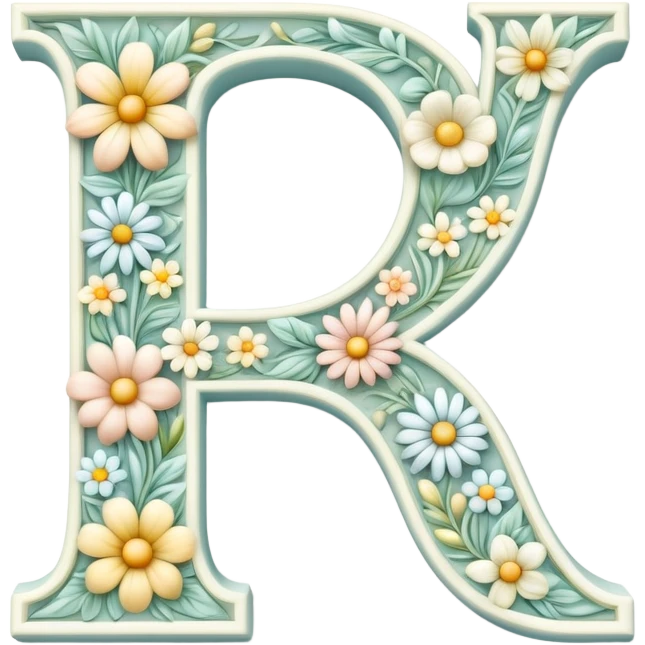 White pastel flowery romantic alphabet letter emoji