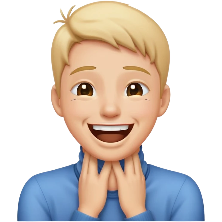 Person laughing with hands over neck crying emoji