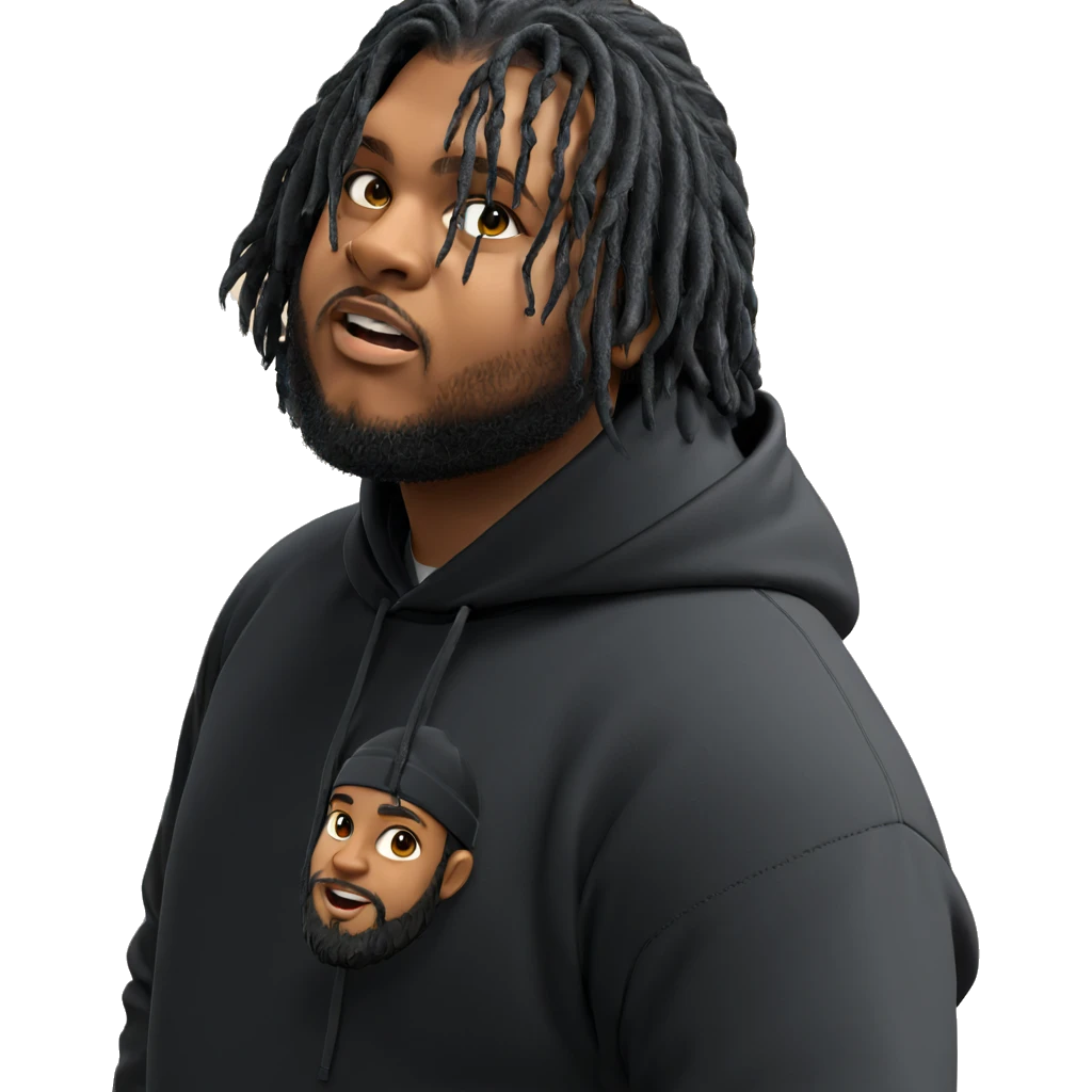 black hoodie with beard emoji