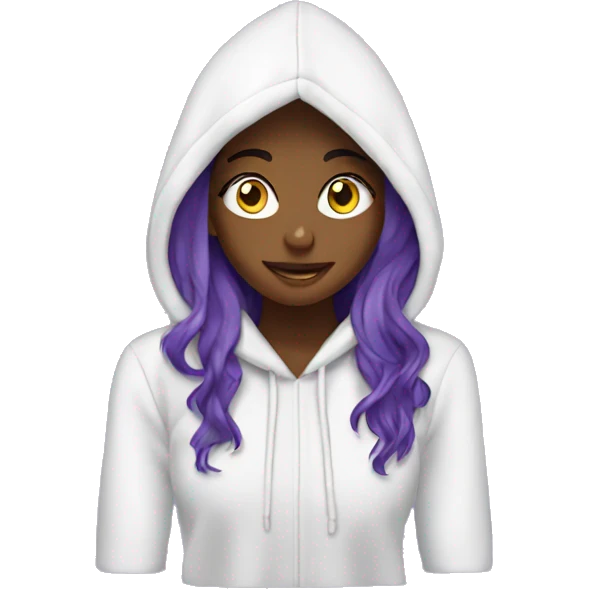 animated girls, longe hair-hoodie lila emoji