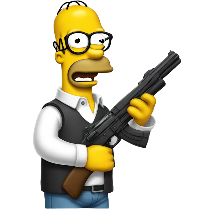 Homer Simpson with a gun wearing glasses emoji